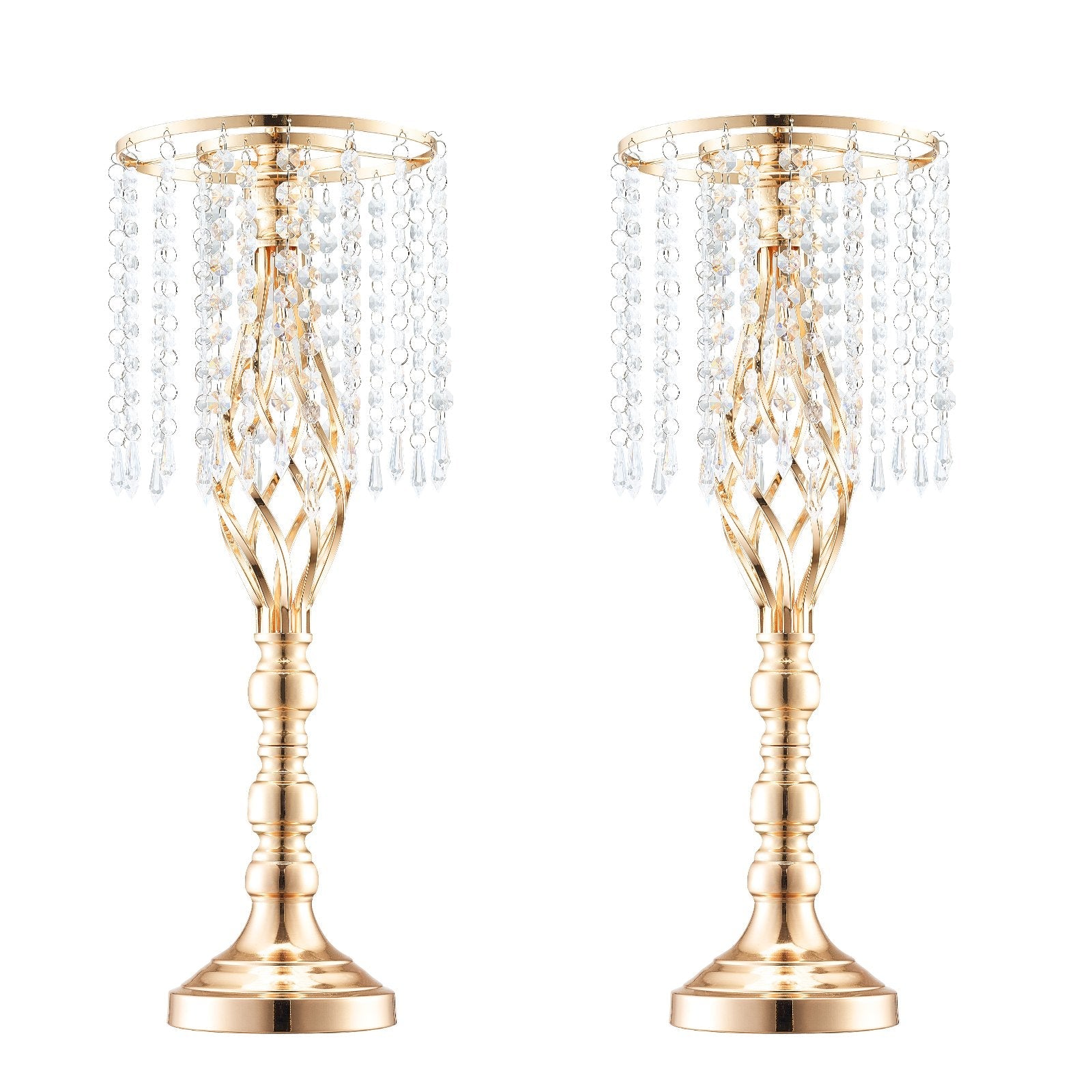 VEVOR 2PCS 55cm/21.65” Tall Crystal Wedding Flower Stand Vase for Party Decor