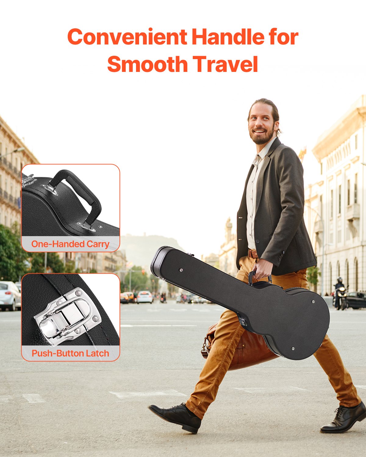 VEVOR Electric Guitar Hard Case 41.34 in With Lock And Key for LES Paul Guitars