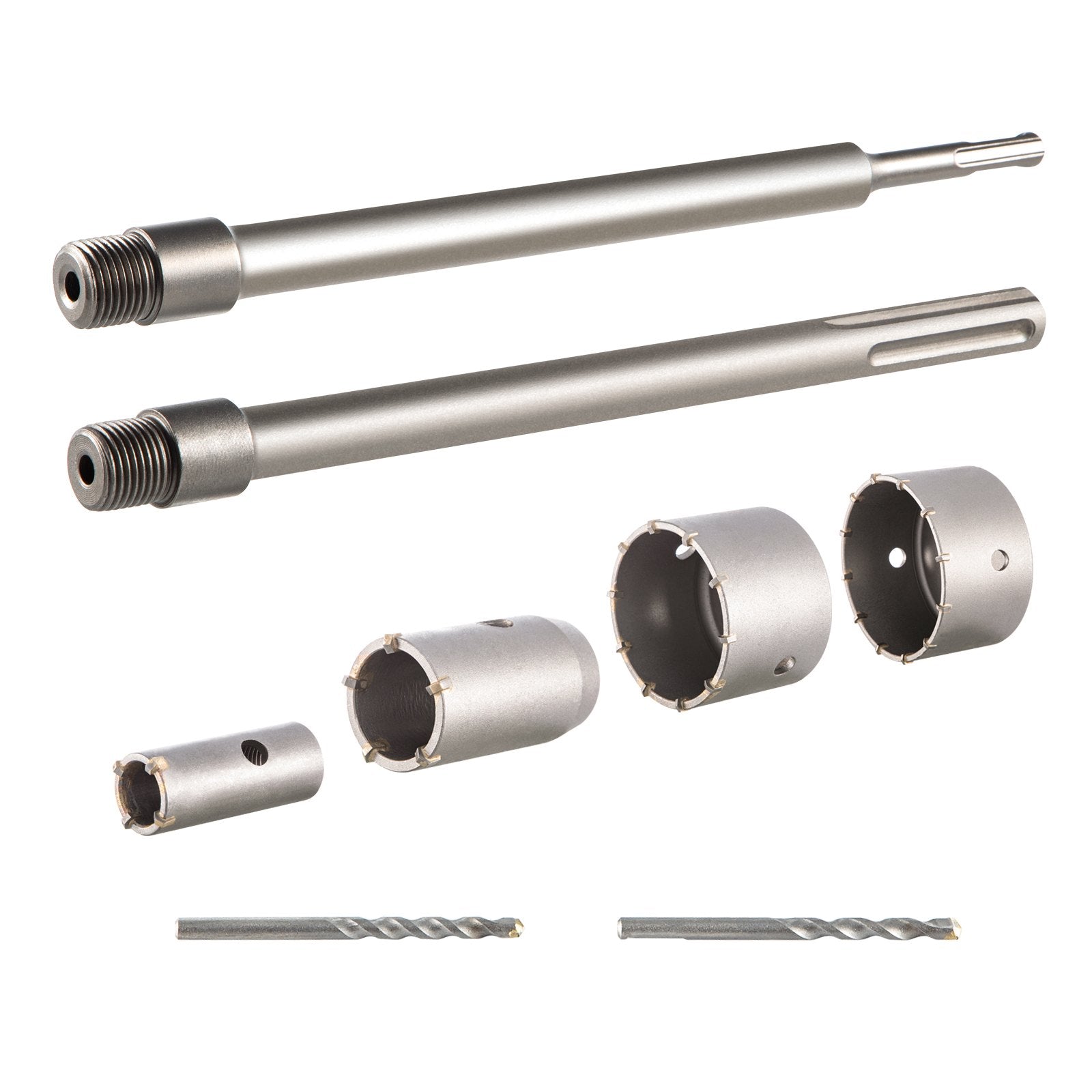 VEVOR Concrete Hole Saw Kit, 30/40/65/80/100mm Drill Bit Set SDS Plus or SDS Max Shank Wall Hole Cutter with 11.8"/300 mm Connecting Rod for Brick, Concrete, Cement, Stone Wall, Masonry, Tile