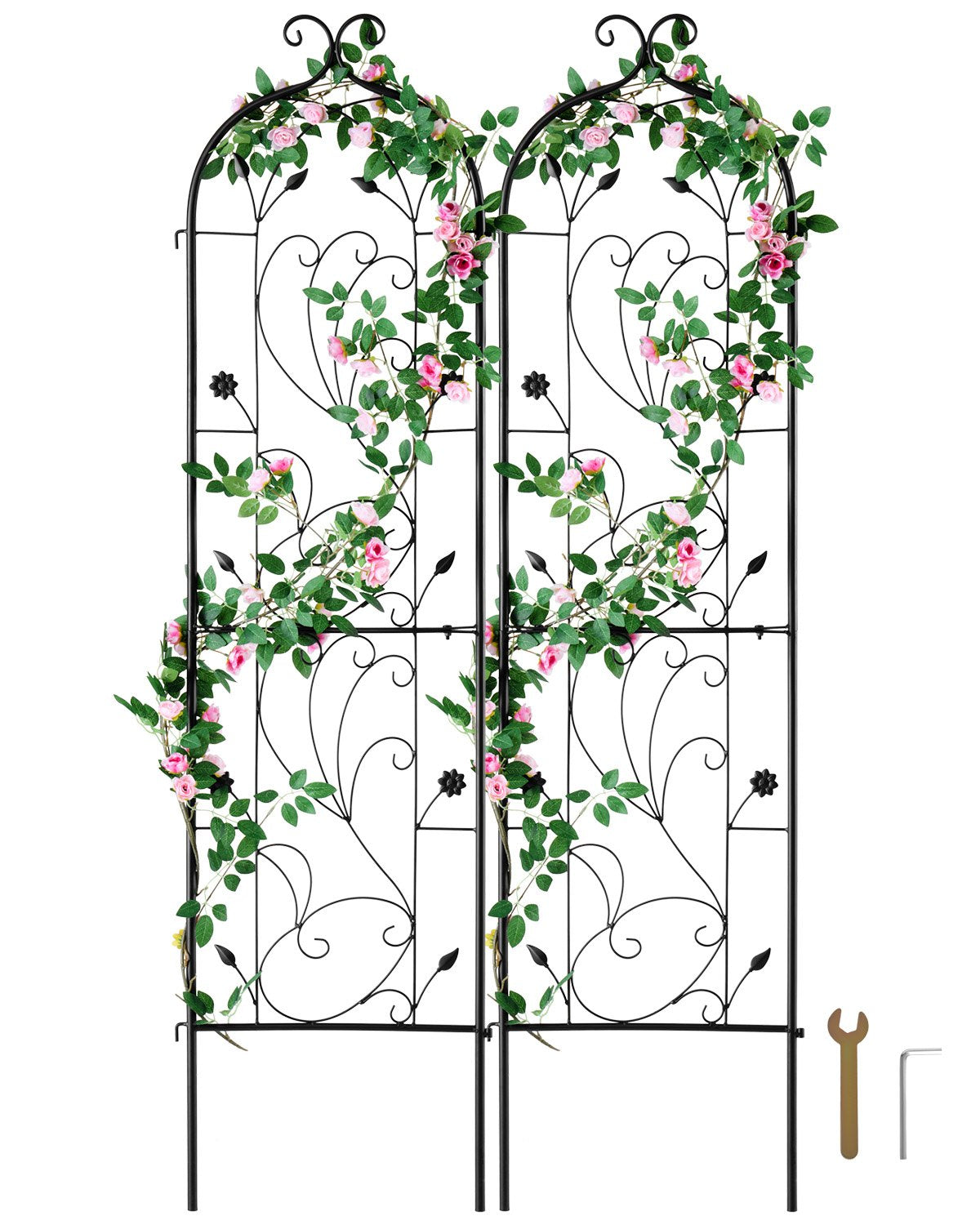 VEVOR 2 Packs Metal Garden Trellis for Climbing Plant Support 60x15 in Rustproof