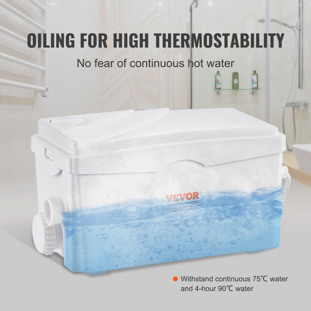 VEVOR Macerator Pump, 350W, 6000 L/h Flow, 23 ft/7 m Head, Macerator Sewerage Sump Pump with 3 Water Inlets for Basement, Kitchen, Sink, Shower, Bathtub, Laundry Waste Water Disposal Upflush Machine