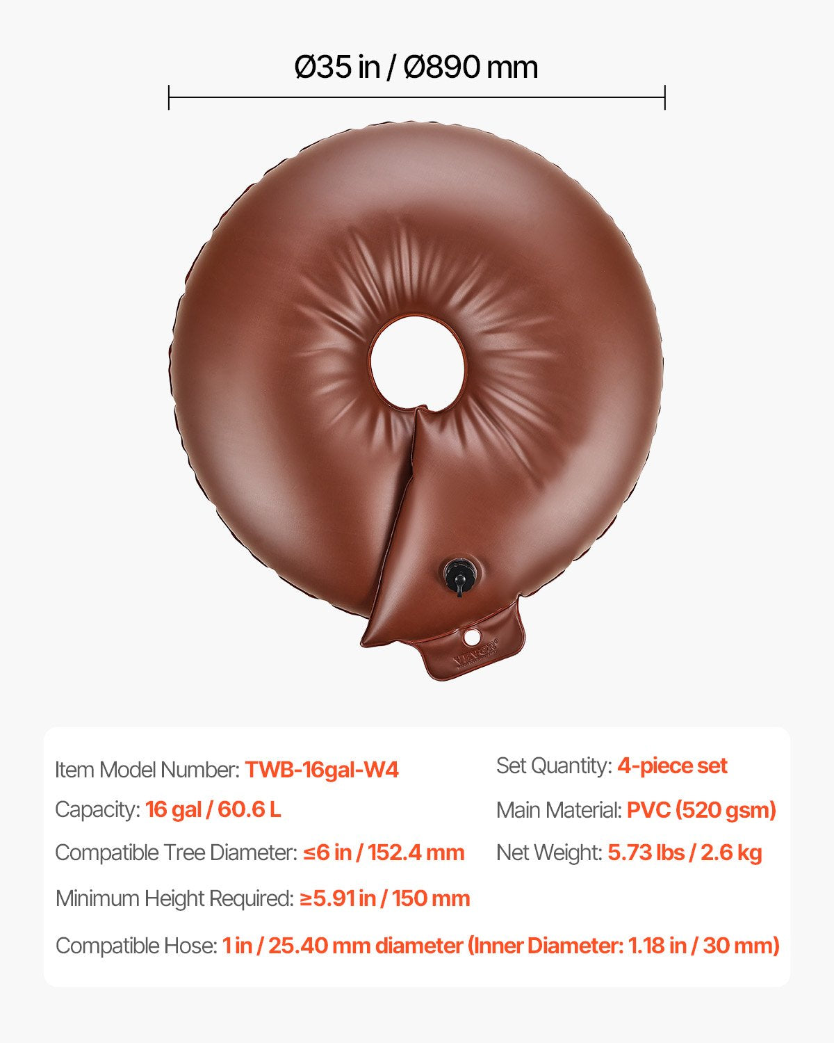 VEVOR Tree Watering Ring 4 Packs 16 Gallons Slow Release Tree Water Bag Durable