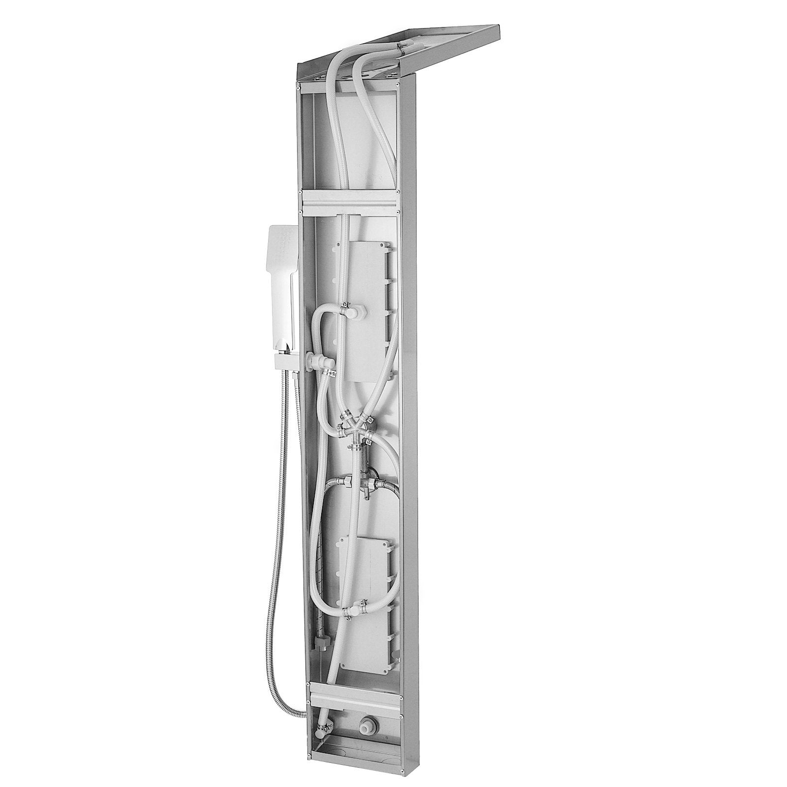 VEVOR Shower Panel Tower System Stainless Steel Multi-Function Shower Panel with Spout Rainfall Waterfall Massage Jets Tub Spout Hand Shower for Home Hotel Resort Split Type (Polished Silver)