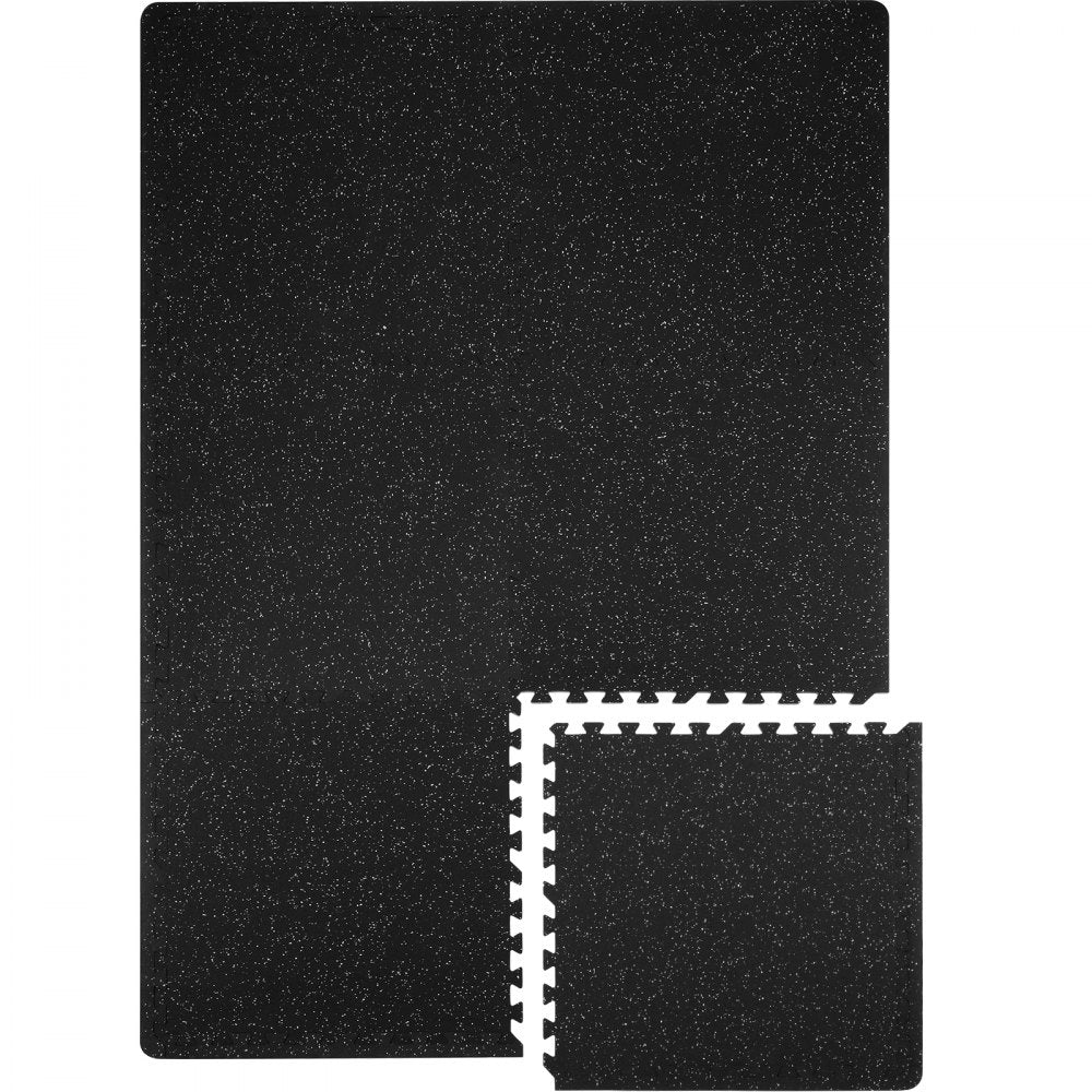 VEVOR 6 PCS 1/2 inch Thick Gym Floor Mats, 24" x 24" EVA Foam & Rubber Top Interlocking Workout Floor Mats with 24 sq.ft Coverage, Waterproof Exercise Puzzle Flooring for Gym, Home, Garage, Basement