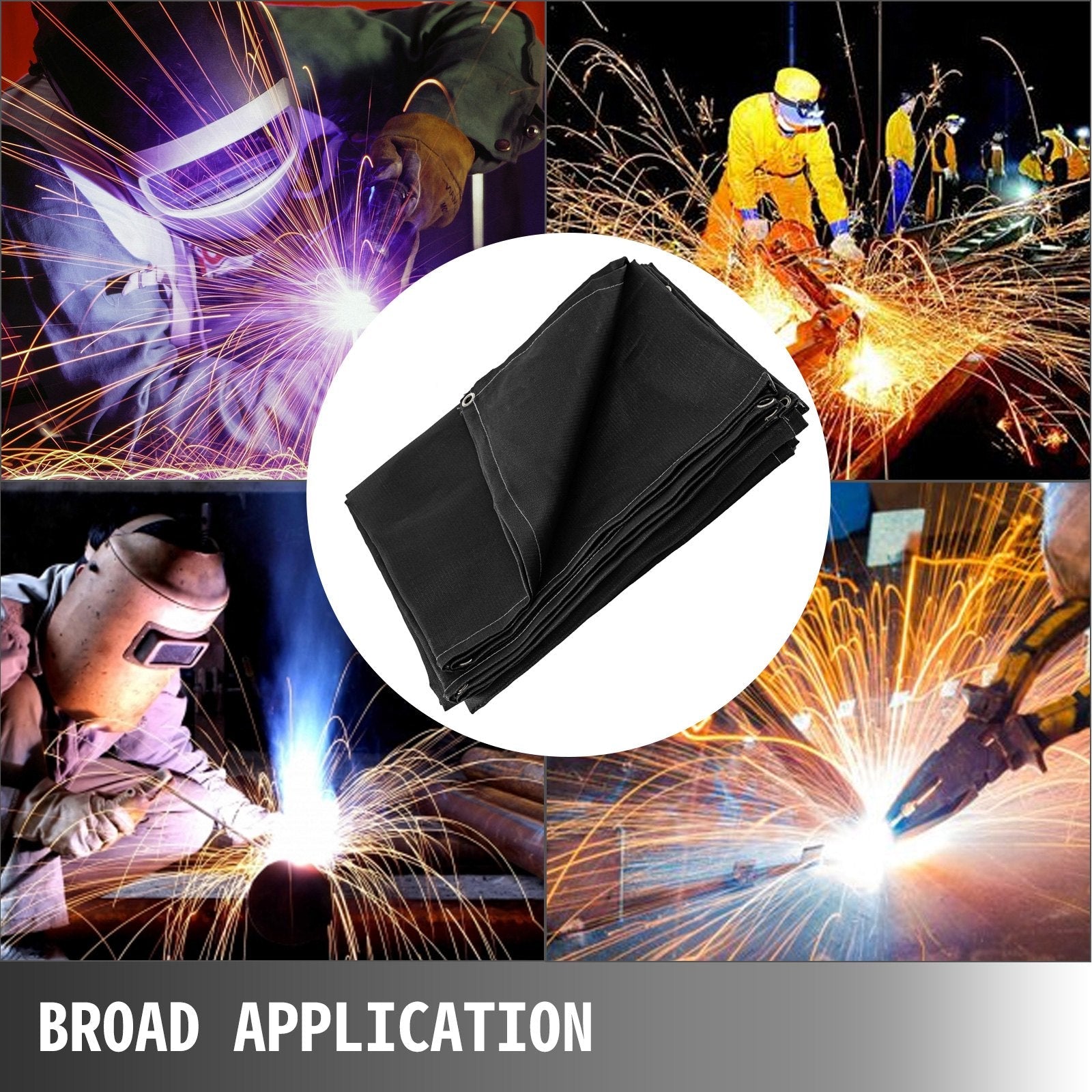VEVOR 10 x 10 Ft Welding Blanket Black Fiberglass Blanket Portable Fiberglass Fire Retardant Blanket Welding Mat Welding Fireproof Thermal Resistant Insulation With Carry Bag