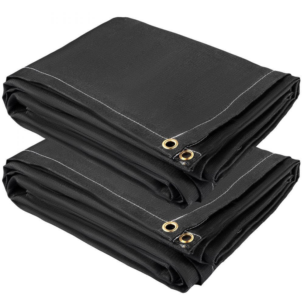 VEVOR Fire Blankets, 2 Pack Welding Blankets, 6' x 10'?Fire Suppression Blanket, 1022?°F Flame Retardant Blanket, Black?Fire Emergency Blankets, Fiberglass Fire Retardant Blanket?with?8?Brass Grommets