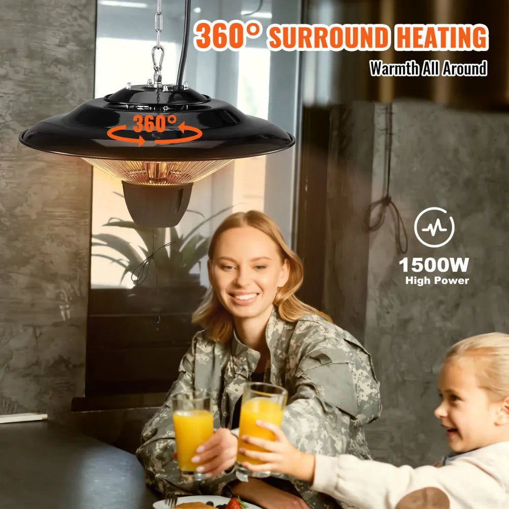 1500W Infrared Ceiling Heater with IP34 Protection for Indoor and Outdoor Use