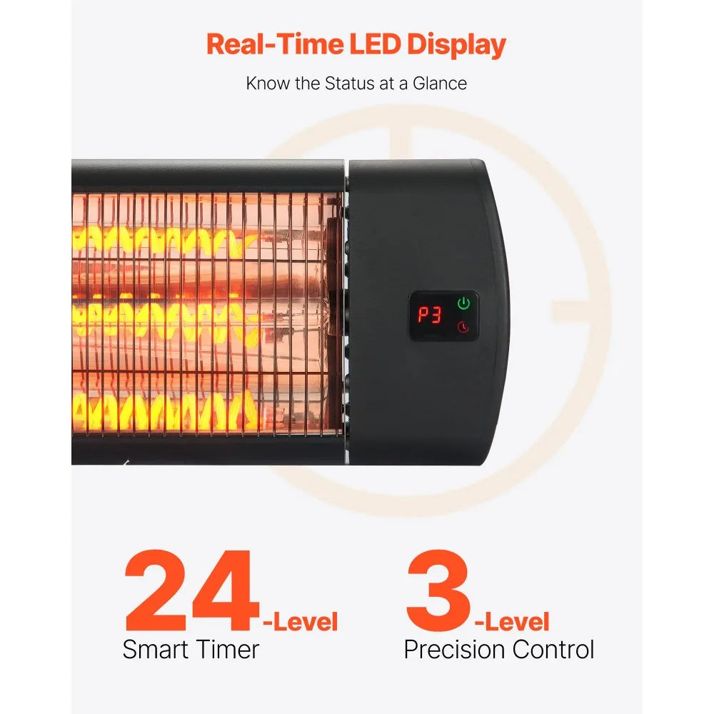 1500W Infrared Space Heater with Remote Control, LED Display and Timer