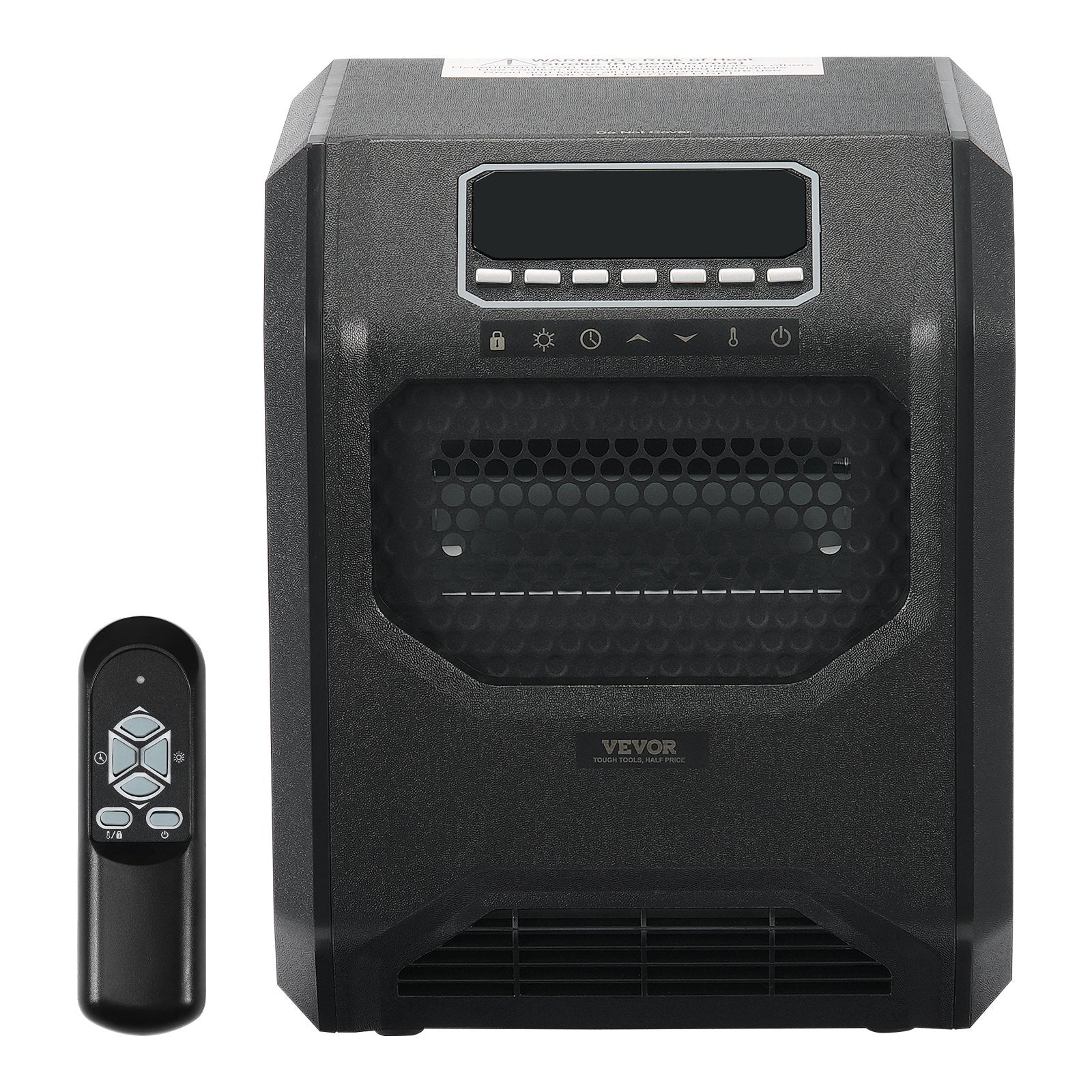 VEVOR Infrared Heater 1500W Electric Space Heater Remote Control 3 Speeds ABS