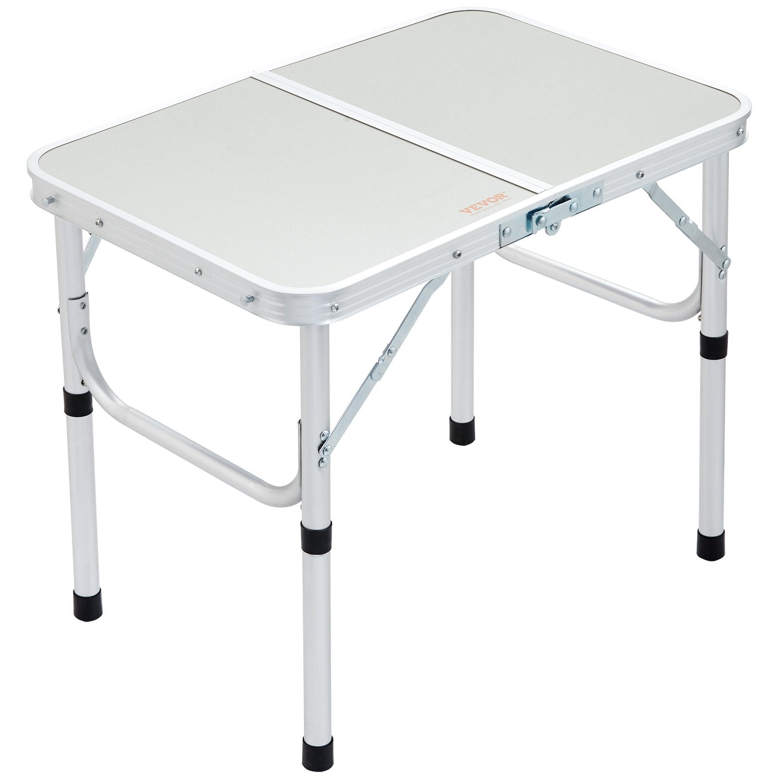 VEVOR Folding Camping Table, Adjustable Height Outdoor Portable Side Tables, Lightweight Fold Up Table, Aluminum & MDF Ultra Compact Work Table, For Cooking, Beach, Picnic, Travel, 24x16 inch, Silver