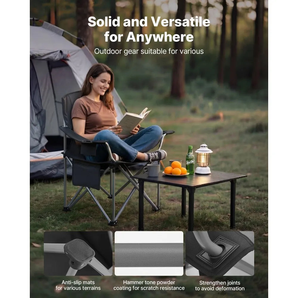 2-Pack Oversized Camping Chairs, 450 lb Heavy-Duty Folding Chairs