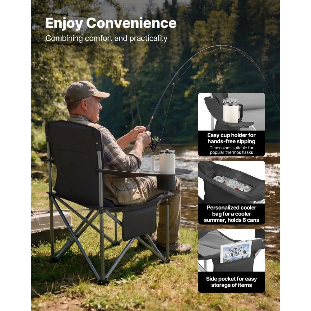 2-Pack Oversized Camping Chairs, 450 lb Heavy-Duty Folding Chairs