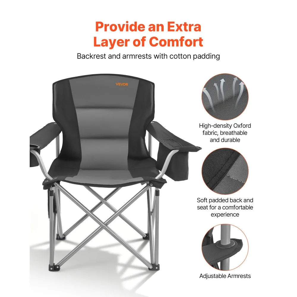 2-Pack Oversized Camping Chairs, 450 lb Heavy-Duty Folding Chairs
