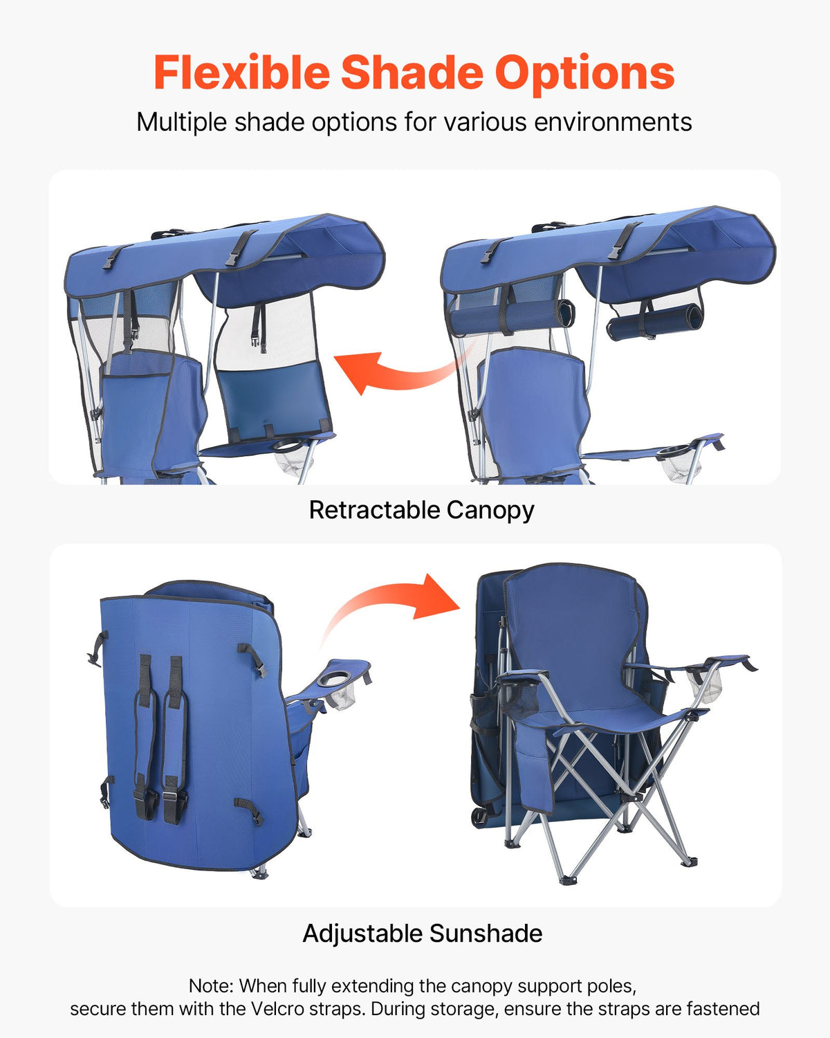 Folding Camping Chair with Canopy Shade, 330 lb Heavy-Duty