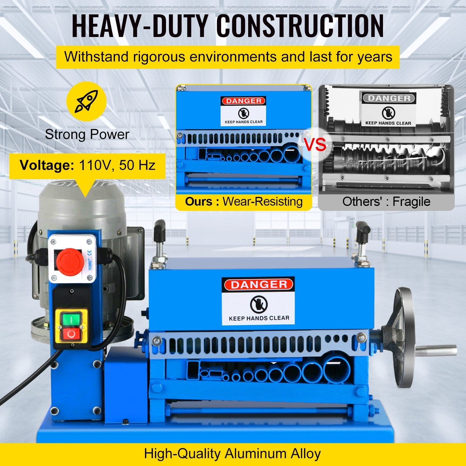 VEVOR Wire Stripping Machine DA 0.06 inch -1.5 inch,Wire Stripper Machine 11 Channels 10 Blades, Automatic Wire Stripping Tool with Manual Hand Cranked Industrial for Recycling Copper Wire