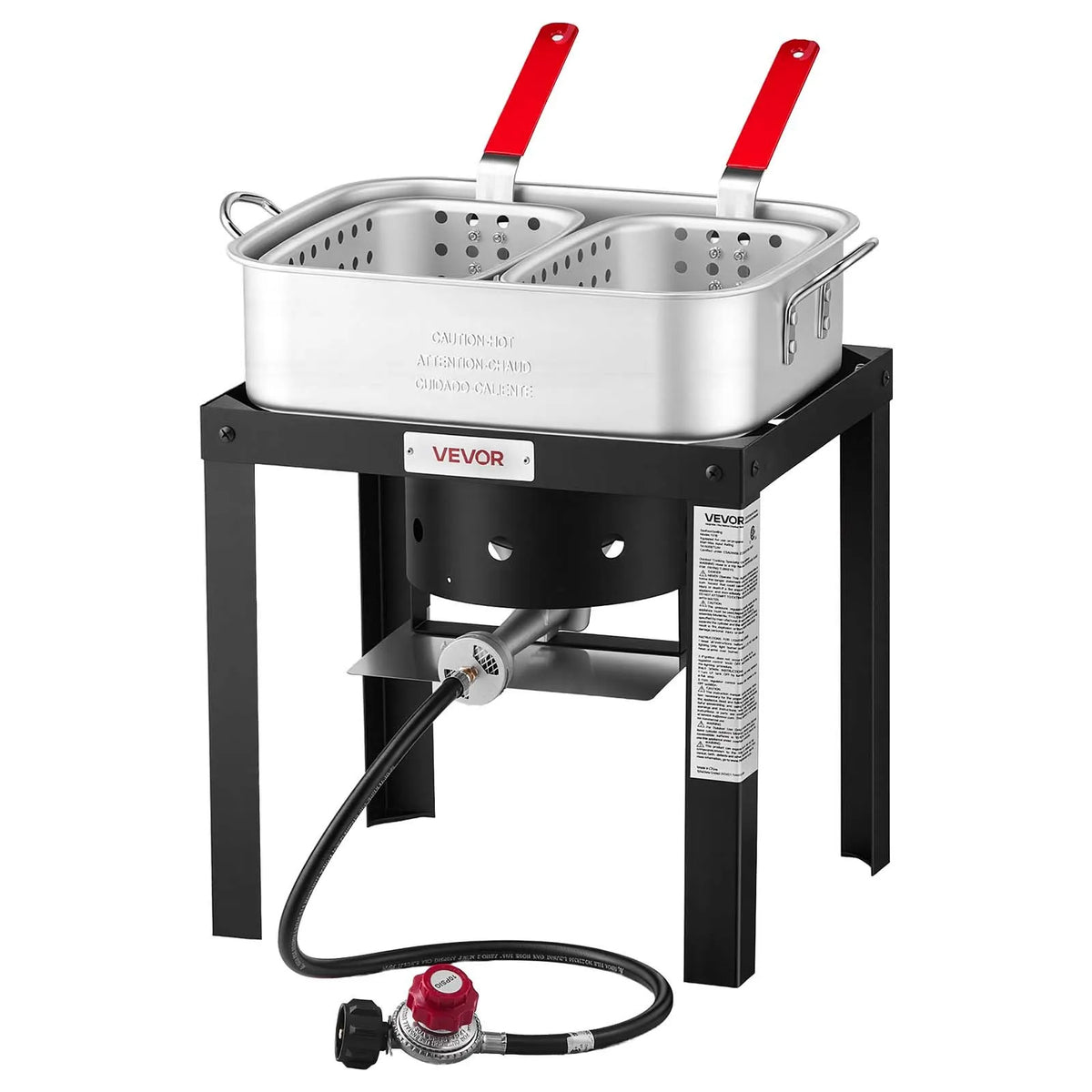 18 Qt Aluminum Fish & Wing Fryer with Double Baskets, 54,000 BTU Propane Burner & Stand