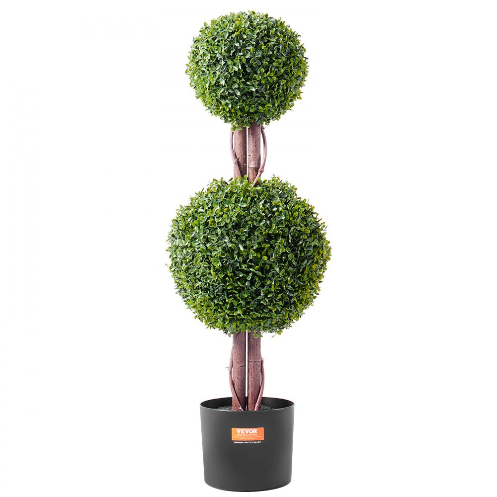 VEVOR 2 Pack 3' Artificial Boxwood Topiary Tree Faux Plant UV Decor In/Outdoor