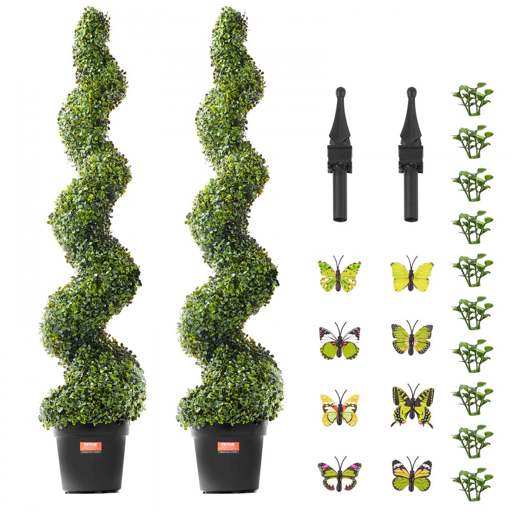VEVOR 2 Pack 5' Artificial Boxwood Topiary Tree Faux Plant UV Decor In/Outdoor