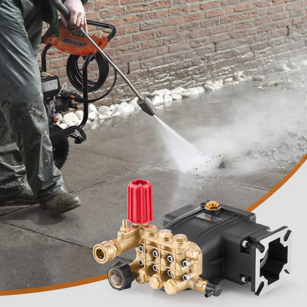 VEVOR Pressure Washer Pump 3/4" Shaft Horizontal Triplex Plunger 3300 PSI 2.5GPM
