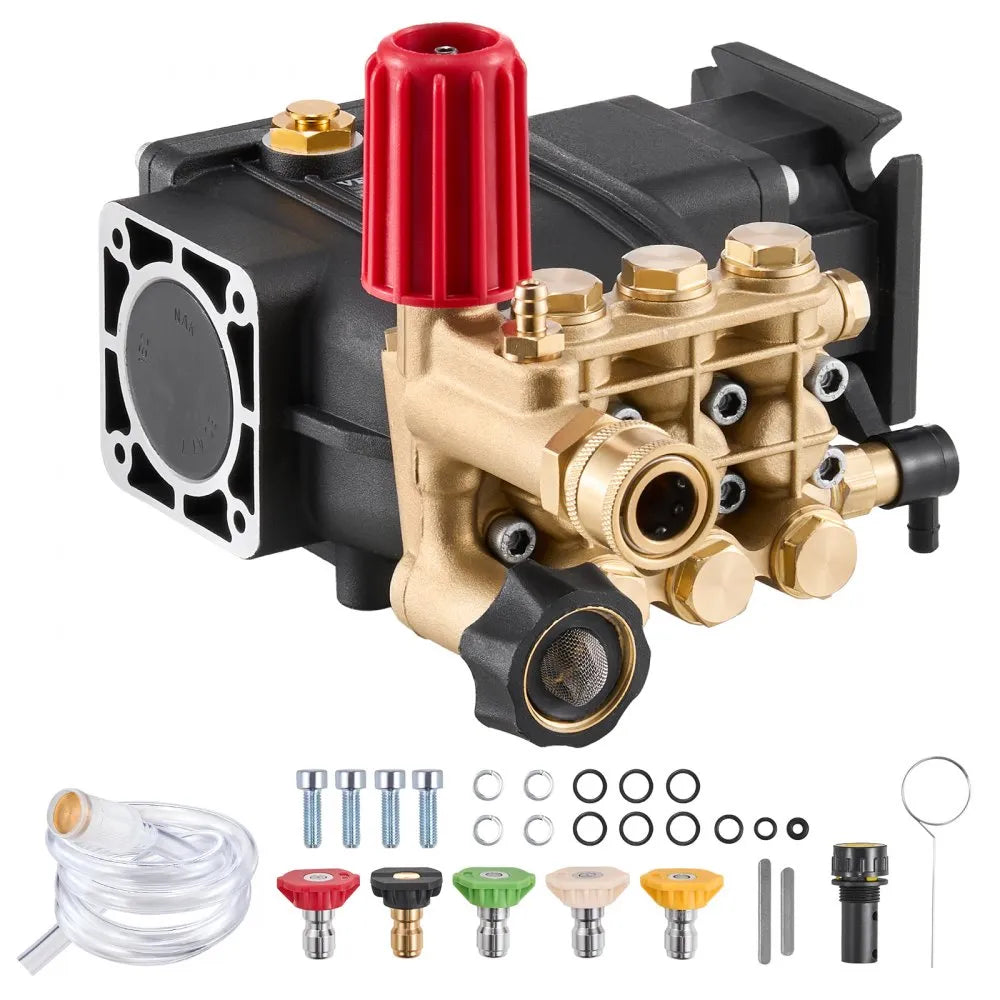 VEVOR Pressure Washer Pump 3/4" Shaft Horizontal Triplex Plunger 3300 PSI 2.5GPM