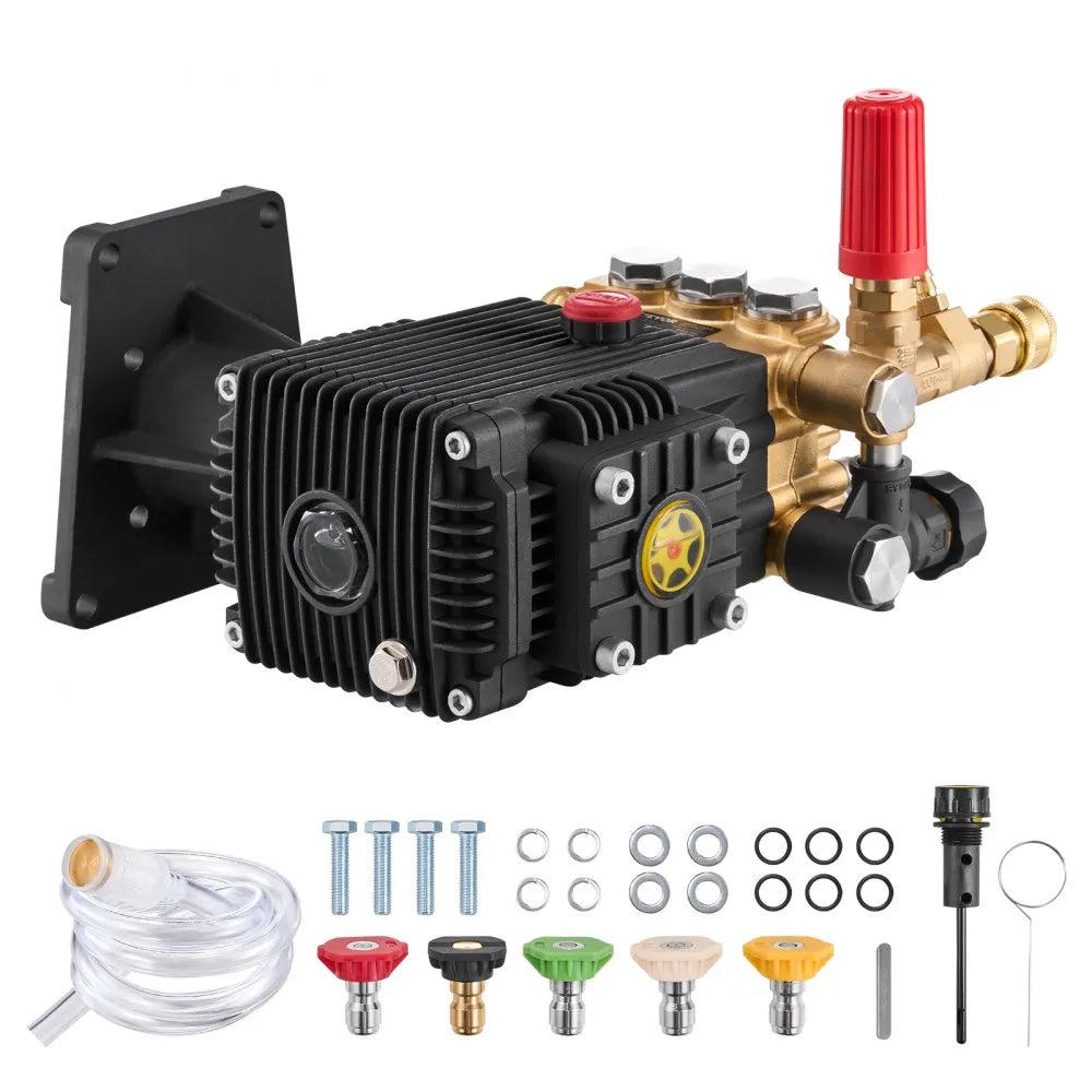 VEVOR Pressure Washer Pump 1" Shaft Horizontal Triplex Plunger 4400 PSI 4.4GPM