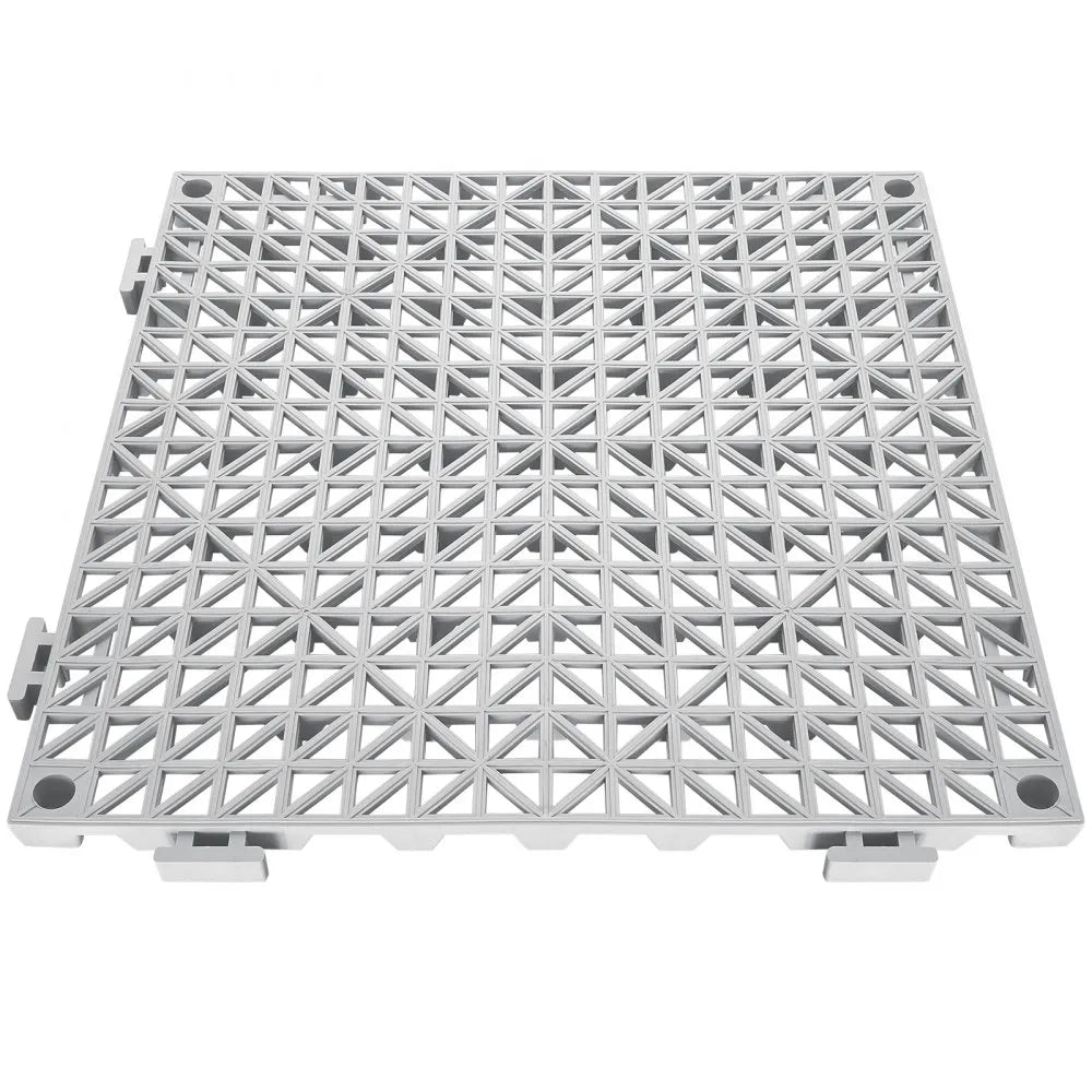 VEVOR Modular Interlocking Cushion, 12 Pack 12" x 12" Splicing Drainage Mats, Soft PVC Interlocking Drainage Floor Tiles, Non-Slip Drainage Holes for Restroom, Bathroom, Kitchen, Pool, Wet Areas, Gray