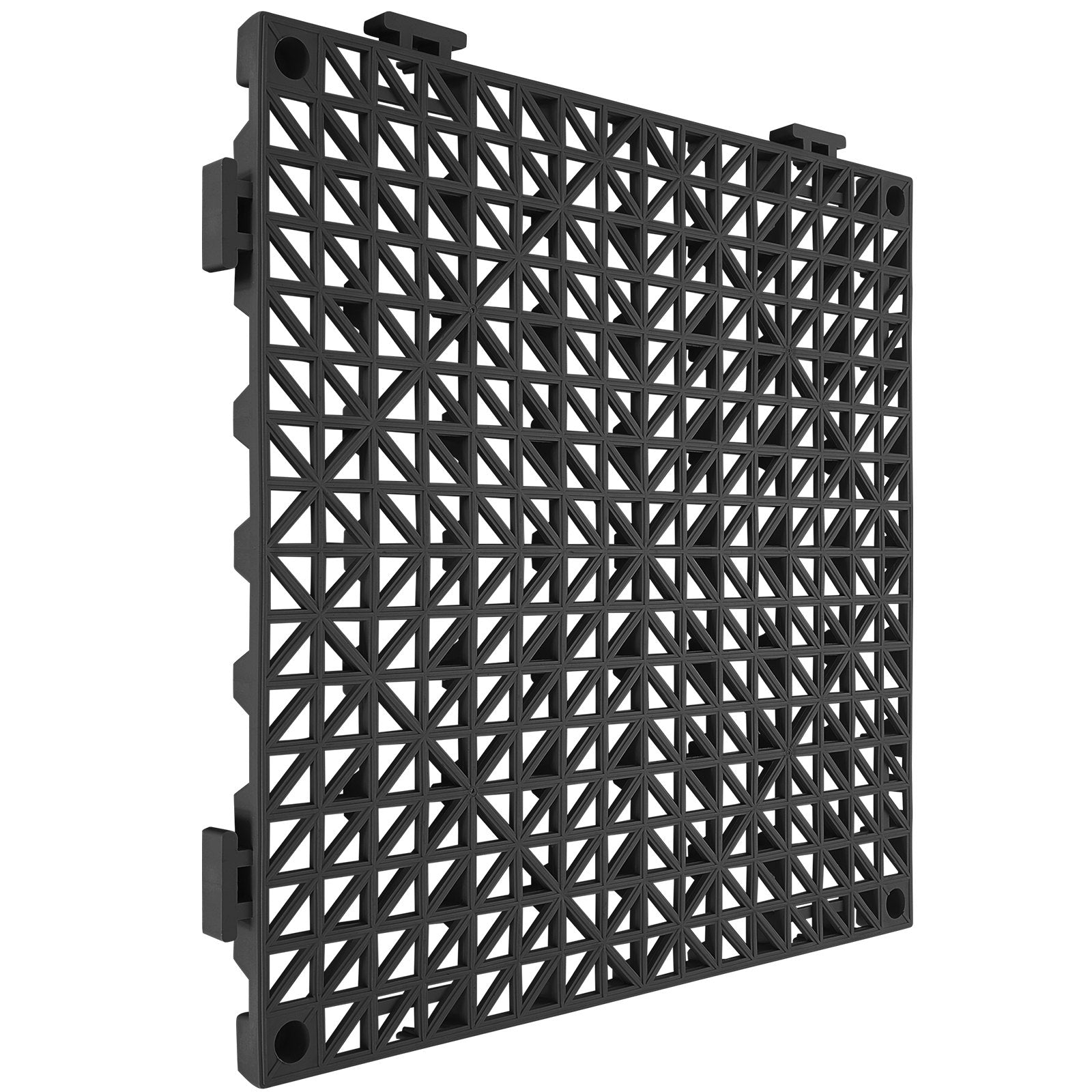 VEVOR Modular Interlocking Cushion, 55 Pack 12" x 12" Splicing Drainage Mats, Soft PVC Interlocking Drainage Floor Tiles, Non-Slip Drainage Holes for Restroom, Bathroom, Kitchen, Pool, Wet Areas, Blac