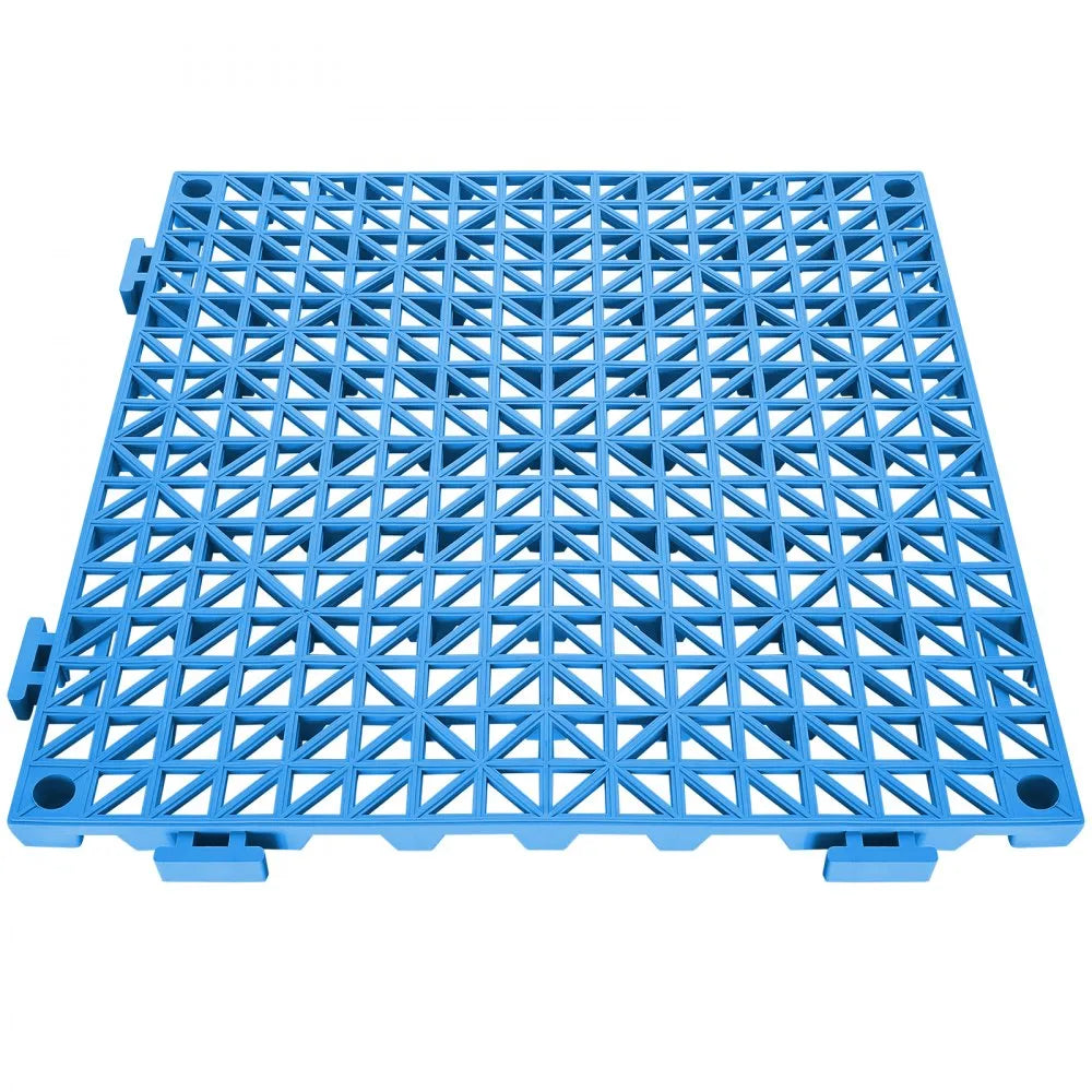 VEVOR Modular Interlocking Cushion, 55 Pack 12" x 12" Splicing Drainage Mats, Soft PVC Interlocking Drainage Floor Tiles, Non-Slip Drainage Holes for Restroom, Bathroom, Kitchen, Pool, Wet Areas, Blue