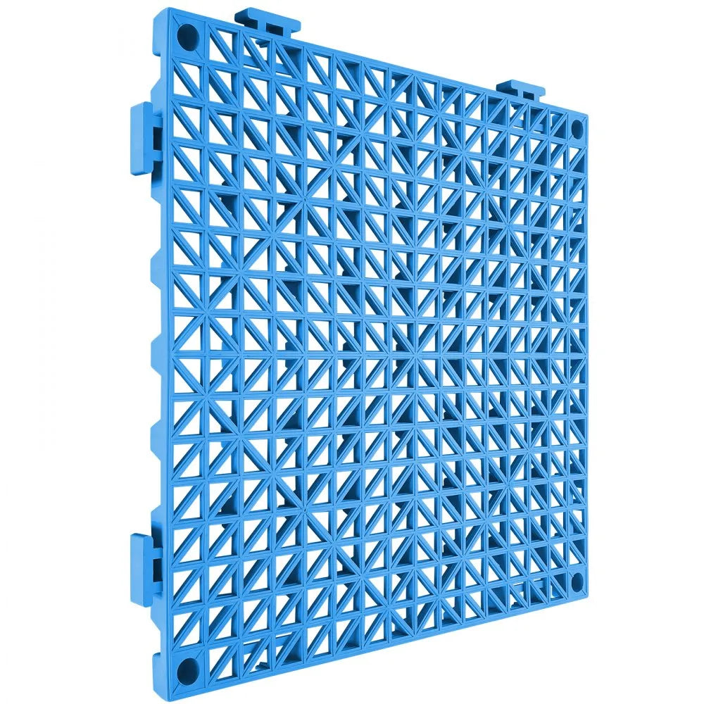 VEVOR Modular Interlocking Cushion, 55 Pack 12" x 12" Splicing Drainage Mats, Soft PVC Interlocking Drainage Floor Tiles, Non-Slip Drainage Holes for Restroom, Bathroom, Kitchen, Pool, Wet Areas, Blue