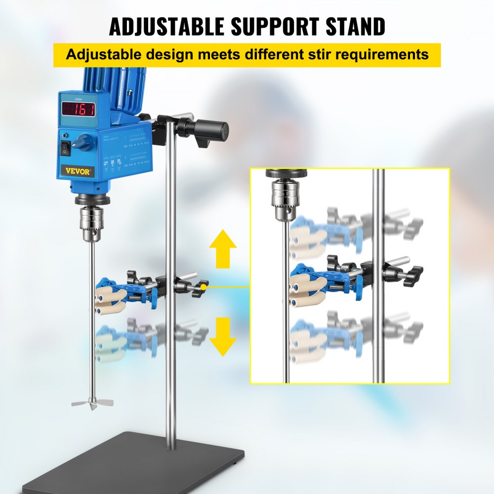 VEVOR 20L Electric Overhead Stirrer Mixer 2000RPM Digital Overhead Stirrer Mixer 200W Lab Mixer Blender Variable Speed Electric Overhead Mixer