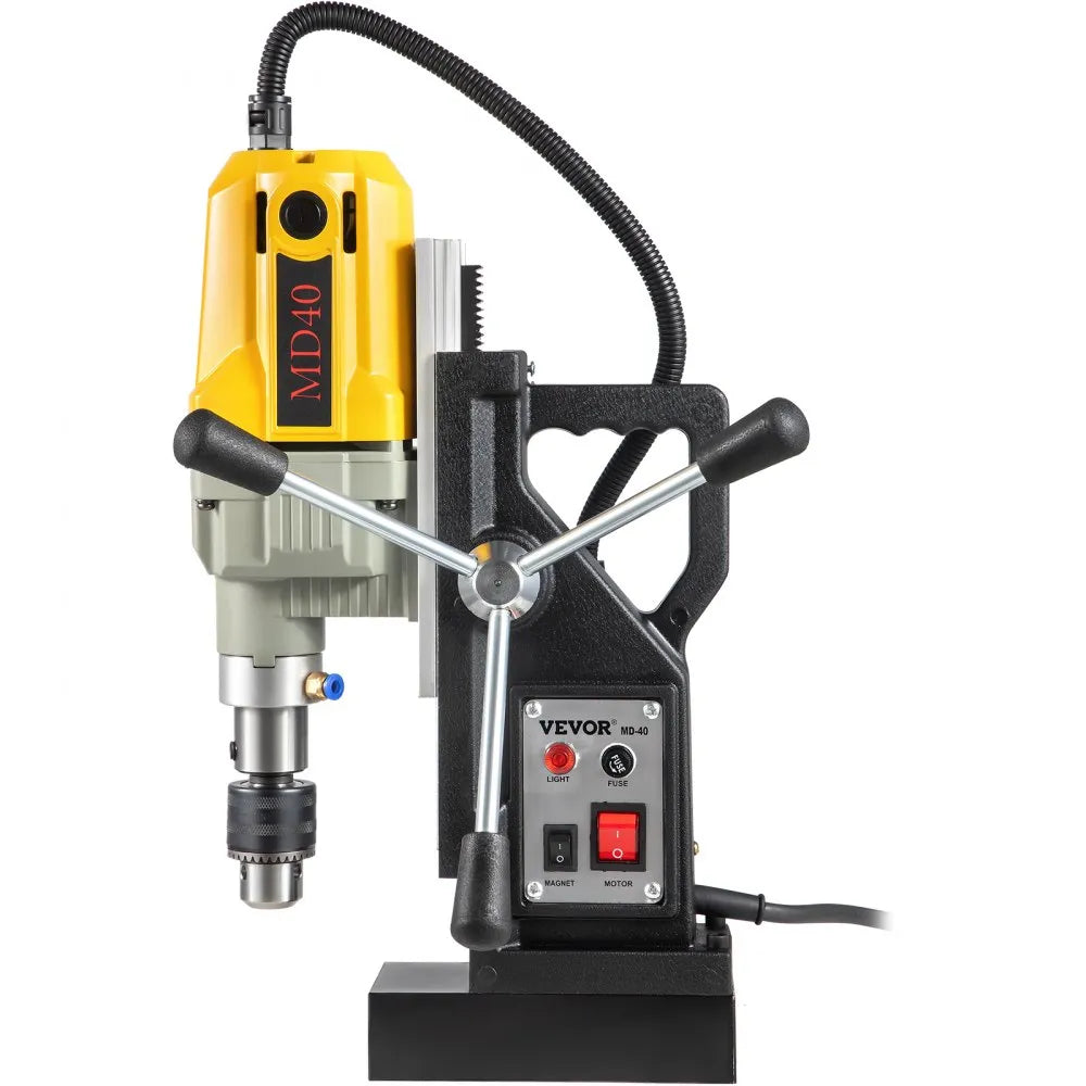 VEVOR Magnetic Drill, 1100W 1.57" Boring Diameter, 2697lbf/12000N Portable Electric Mag Drill Press with 12 Bits, 580 RPM Max Speed Drilling Machine for any Surface and Home Improvement