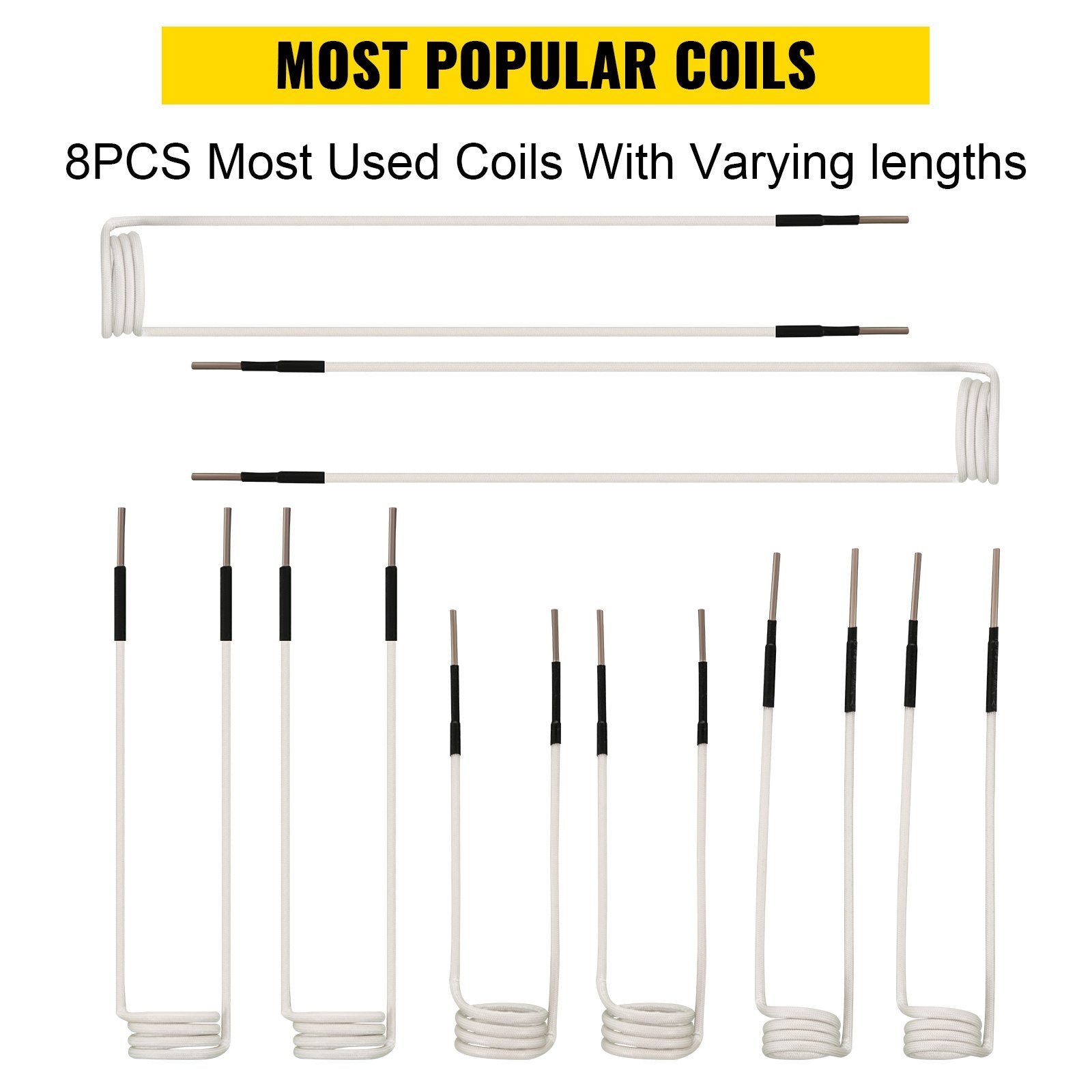 VEVOR Induction Heater Coil Kit 8PCS Most Used Induction Heater Coils with Varying Lengths, Heat Resistant Induction Heater Tool with Flexibility and Long Lifespan For Removing Rusty Bolts and Nuts