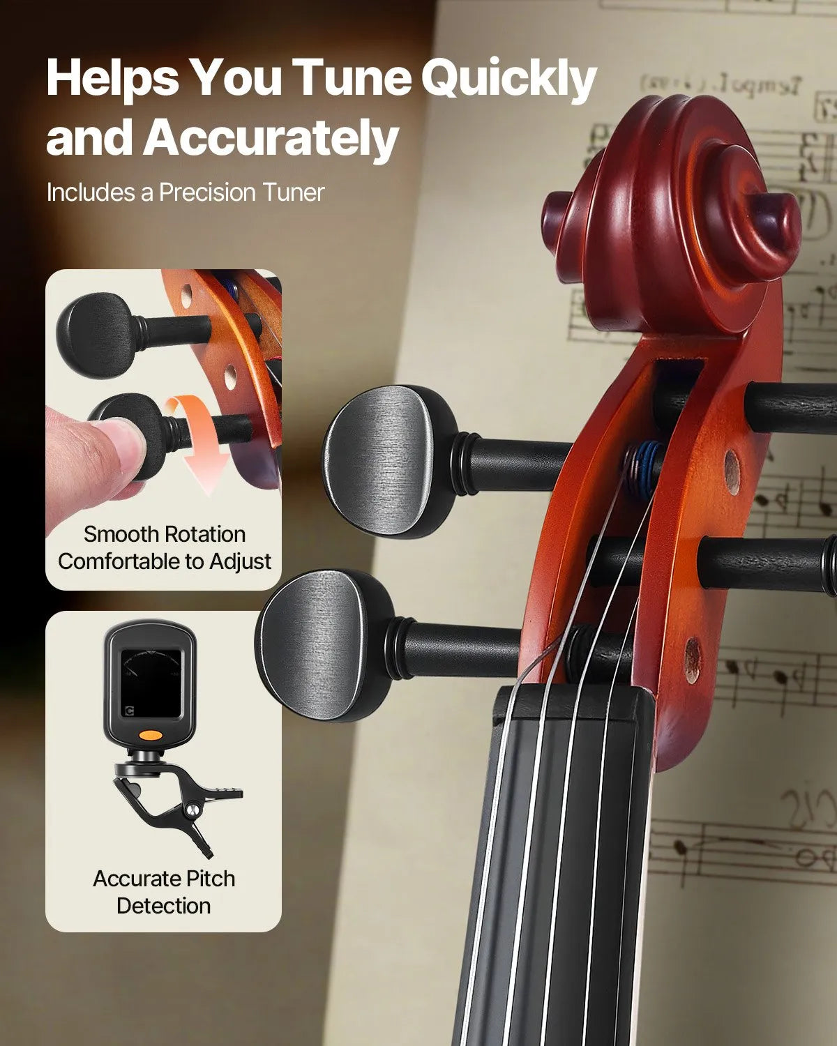 VEVOR Violin 3/4 Size Fiddle Set for Adult Beginners with Case Rosin Brown