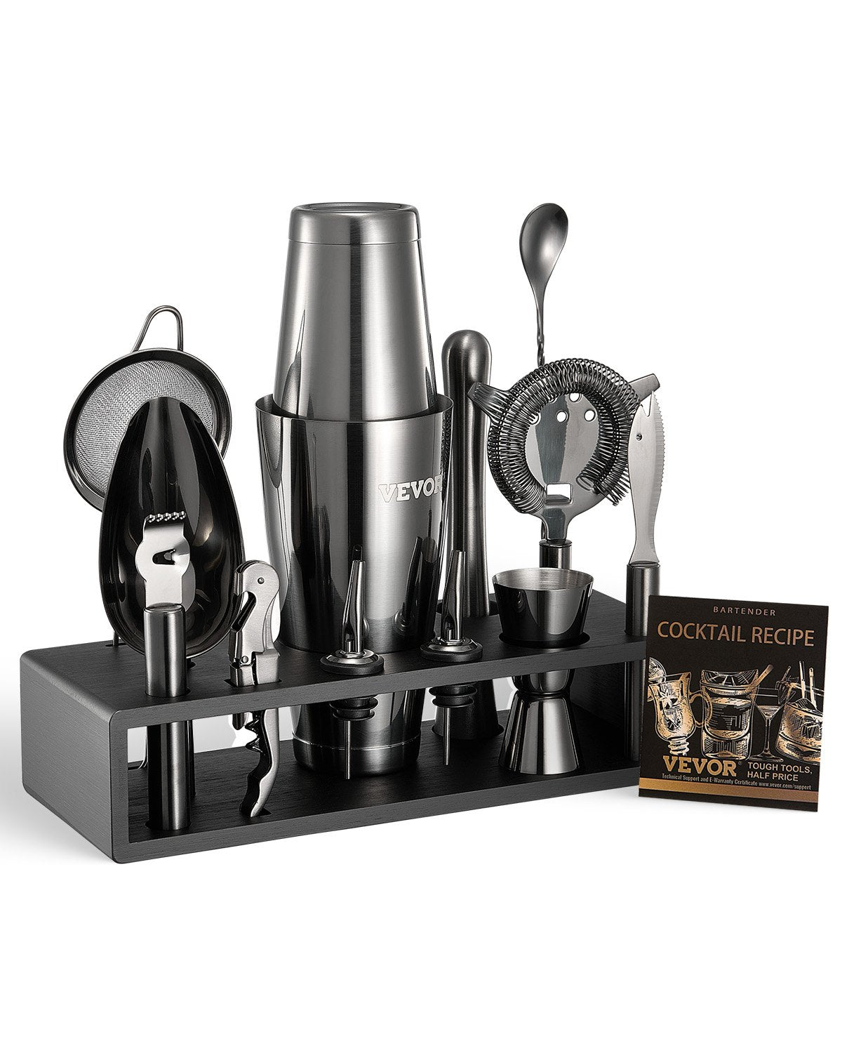 VEVOR Cocktail Shaker Set 13Pcs Bartender Kit Stainless Steel Bar Tools Gunmetal