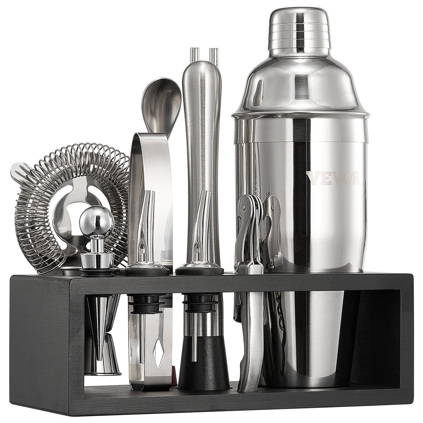 VEVOR Cocktail Shaker Set 13 Pcs Bar Tools Stainless Steel Bartender Kit Silver
