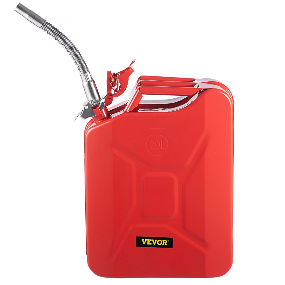 VEVOR Fuel Can, 5.3 Gallon / 20 L Portable Gas Can with Flexible Spout System, Rustproof ? Heat-resistant Steel Fuel Tank for Cars Trucks Equipment, Red