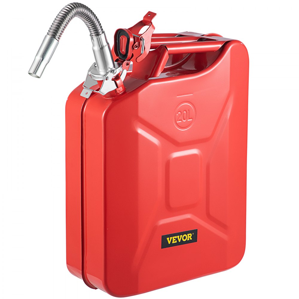 VEVOR Fuel Can, 5.3 Gallon / 20 L Portable Gas Can with Flexible Spout System, Rustproof ? Heat-resistant Steel Fuel Tank for Cars Trucks Equipment, Red