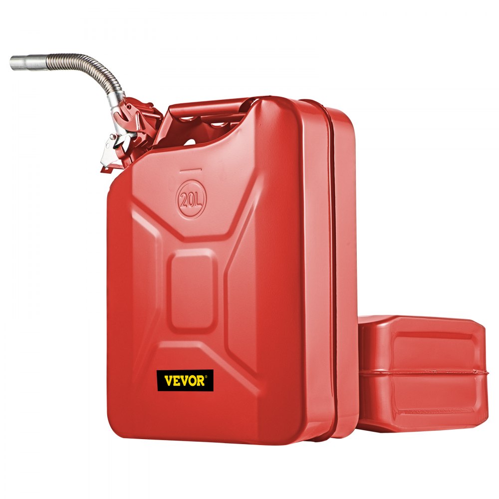 VEVOR Jerry Fuel Can, 5.3 Gallon / 20 L Portable Jerry Gas Can with Flexible Spout System, Rustproof ? Heat-resistant Steel Fuel Tank for Cars Trucks Equipment, 2PCS Red