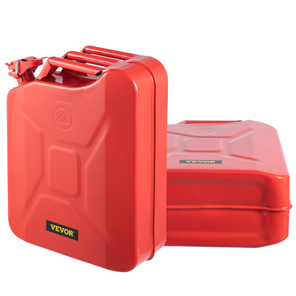 VEVOR Jerry Fuel Can, 5.3 Gallon / 20 L Portable Jerry Gas Can with Flexible Spout System, Rustproof ? Heat-resistant Steel Fuel Tank for Cars Trucks Equipment, 2PCS Red