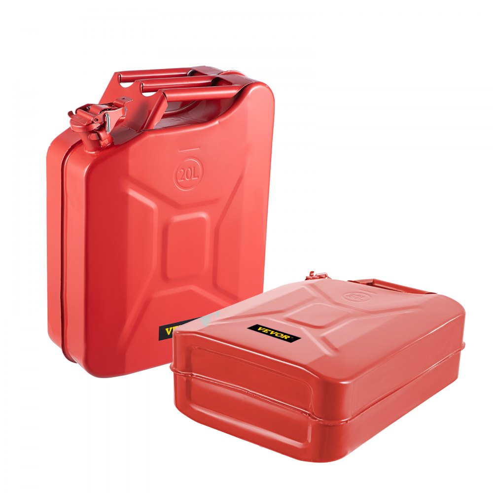 VEVOR Jerry Fuel Can, 5.3 Gallon / 20 L Portable Jerry Gas Can with Flexible Spout System, Rustproof ? Heat-resistant Steel Fuel Tank for Cars Trucks Equipment, 2PCS Red