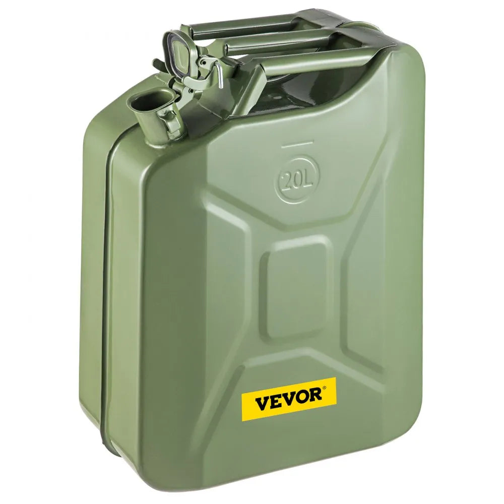 VEVOR Fuel Can, 5.3 Gallon / 20 L Portable Gas Can with Flexible Spout System, Rustproof & Heat-resistant Steel Fuel Tank for Cars Trucks Equipment, Green