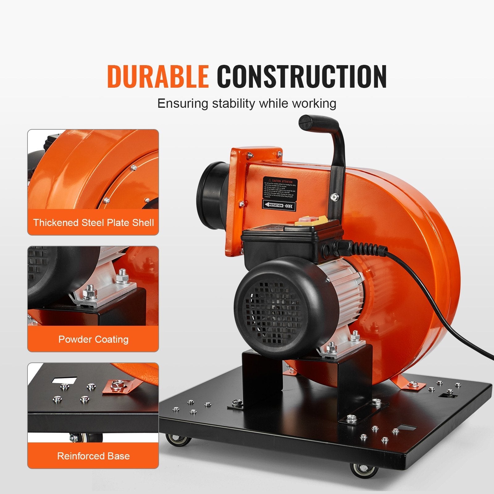 VEVOR Dust Collector, 1HP 537 CFM Air Flow, Rolling Dust Collector with 21-Gallon Dust Collection Bag, 2.5 Micron Bag Filtration, Industrial Workshop Mobile Wood Dust Container with Handle and Wheels