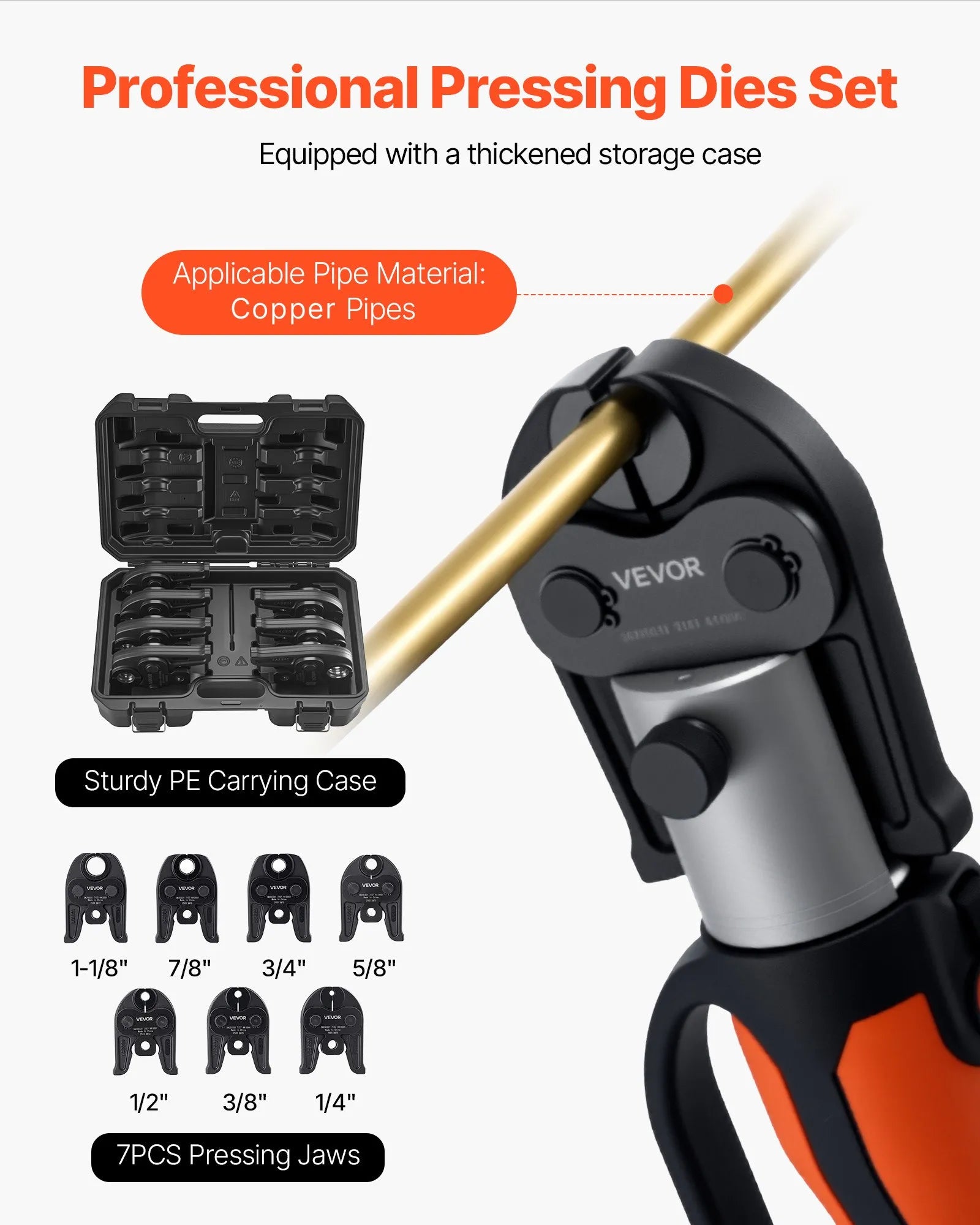 VEVOR RLS Press Jaws 7PCS Pressing Jaws 1/4" to 1-1/8" for Standard Press Tools