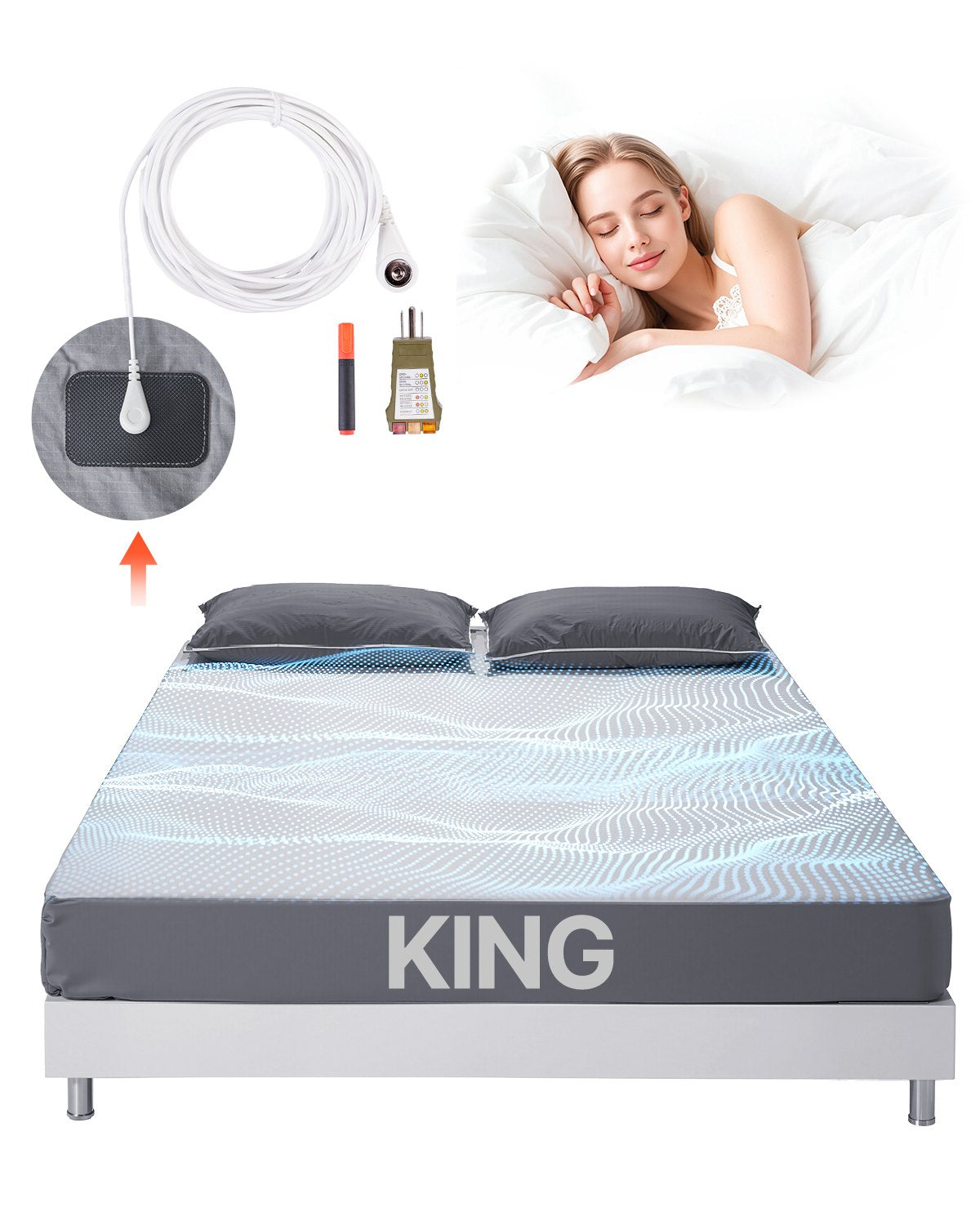 VEVOR Grounding Sheets King Size 90% Cotton + 10% Silver Fiber Earthing Sheets