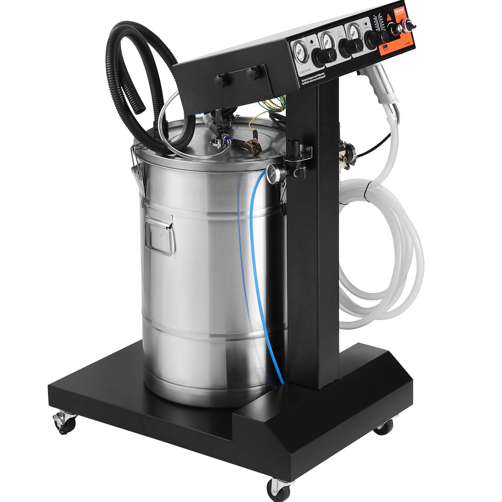 VEVOR Powder Coating System, 50 W 100KV Electrostatic Output Powder Coating Kit with 50L Powder Hopper, 450g Per Minute Powder Coating Machine with Spray Gun and Trolley Base, for Indoor and Outdoor