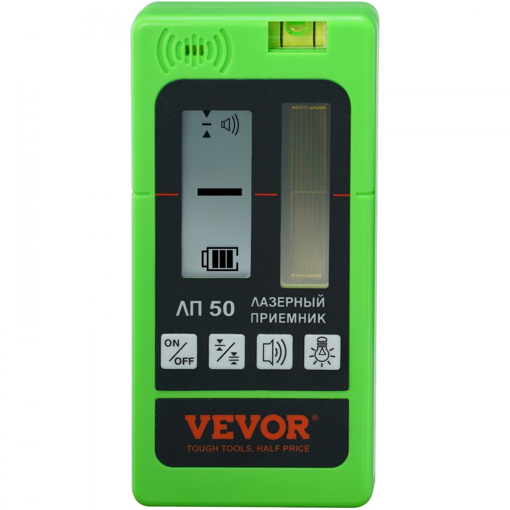 VEVOR Laser Receiver for Laser Level, 197 ft Working Range, Green Laser and Red Beam Detector for Pulsing Line Lasers, Adjustable Speaker & Dual LCD Display & Built-In Bubble Level, Clamp Included