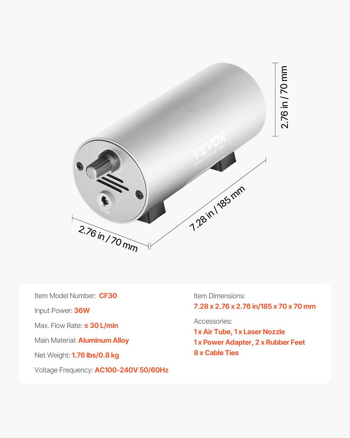 VEVOR Air Assist Adjustable 30 L/min Air Pump for Laser Engraver Cutter ? 20W