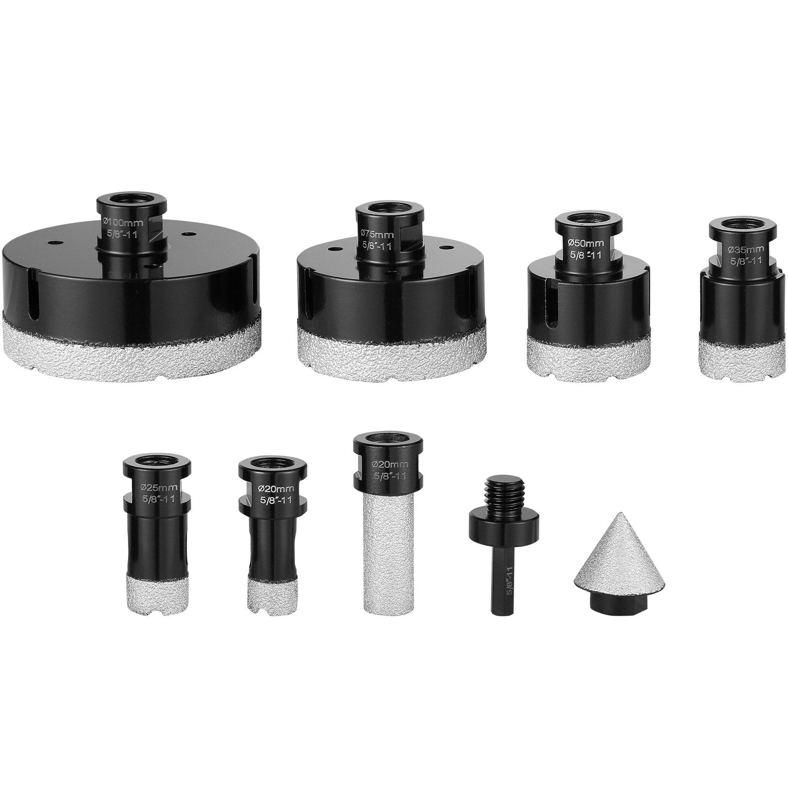 VEVOR Diamond Core Drill Bit Set, 6 PCS 20/25/35/50/75/100mm Diamond Hole Saw Kit, with Finger Milling Bit Cone Bit Saw Blade and Storage Case for Dry and Wet, Diamond Drill Bits for Tile Ceramic