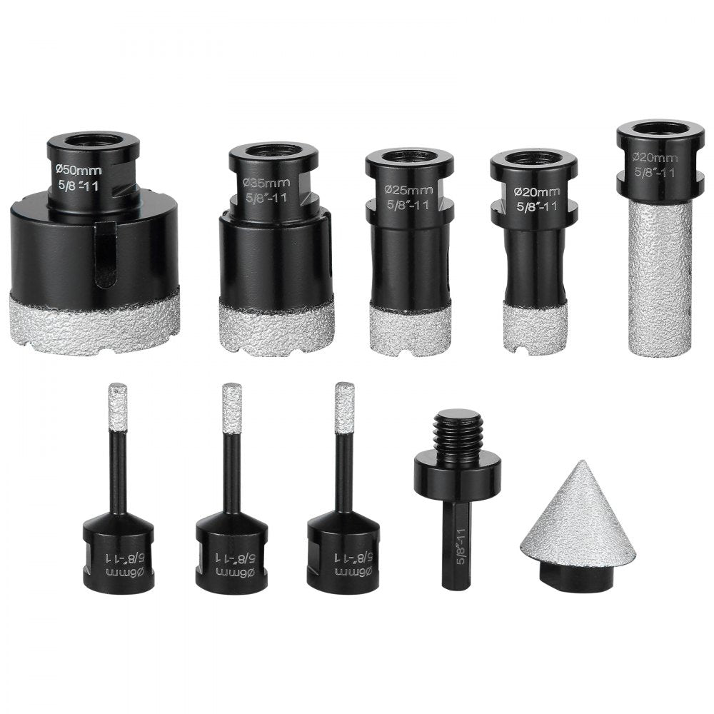 VEVOR Diamond Core Drill Bit Set, 7 PCS 6/6/6/20/25/35/50mm Diamond Hole Saw Kit, with Finger Milling Bit Cone Bit Saw Blade and  Storage Case for Dry and Wet, Diamond Drill Bits for Tile Ceramic