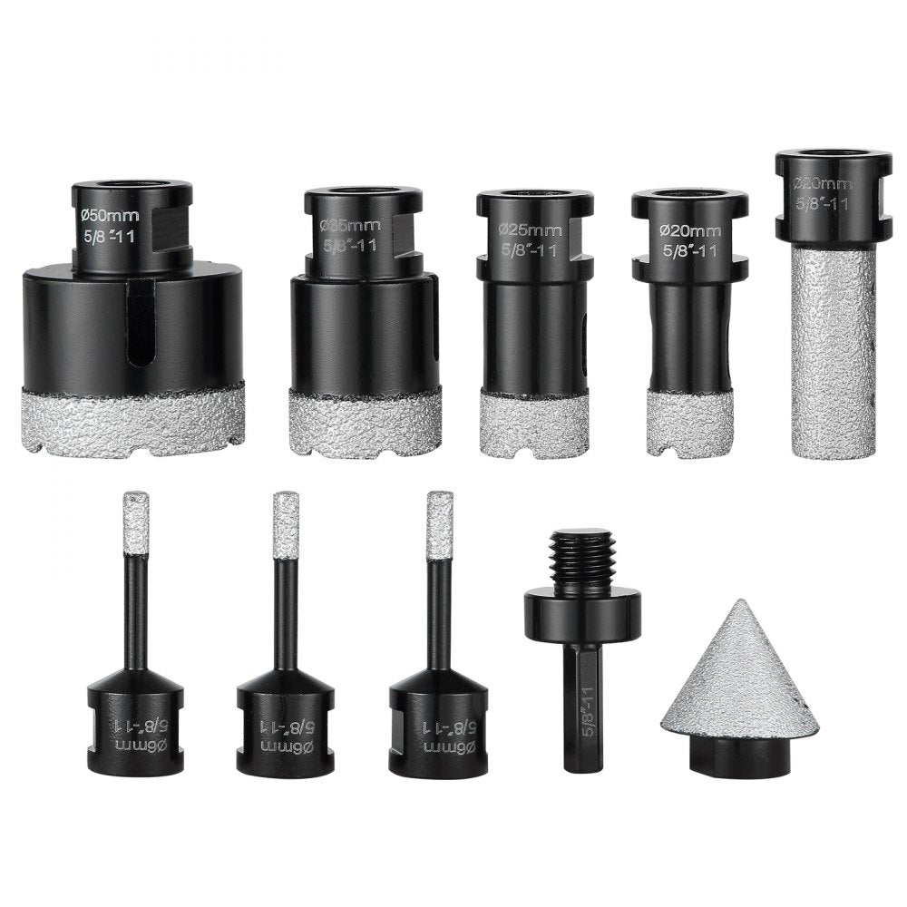 VEVOR Diamond Core Drill Bit Set, 7 PCS 6/6/6/20/25/35/50mm Diamond Hole Saw Kit, with Finger Milling Bit Cone Bit Saw Blade and  Storage Case for Dry and Wet, Diamond Drill Bits for Tile Ceramic